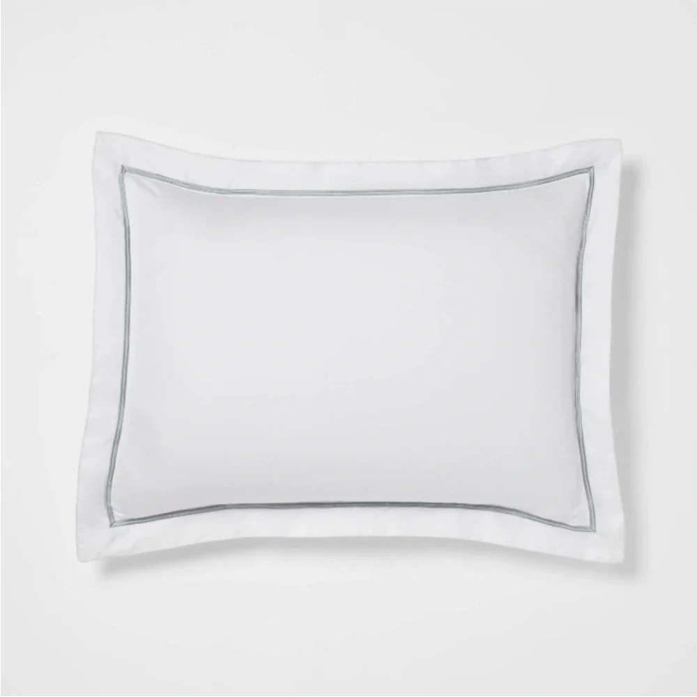 THRESHOLD NWT luxe embroidered border duvet cover & sham set -white -king